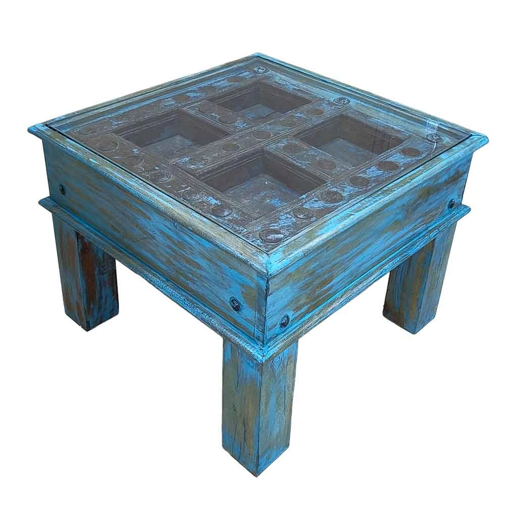 Tavolino da caffè in legno fatto a mano 57x57x45h cm