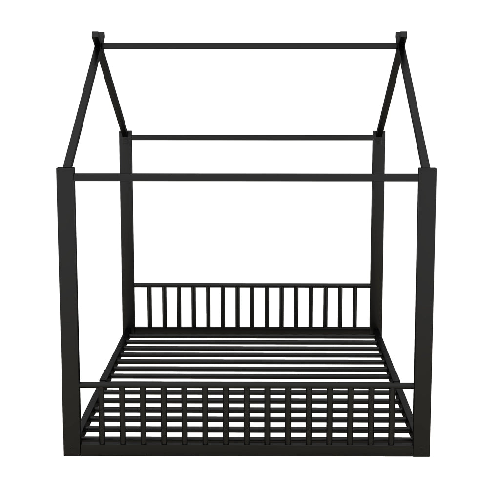 Letto per bambini a casa 140x200 cm in metallo nero