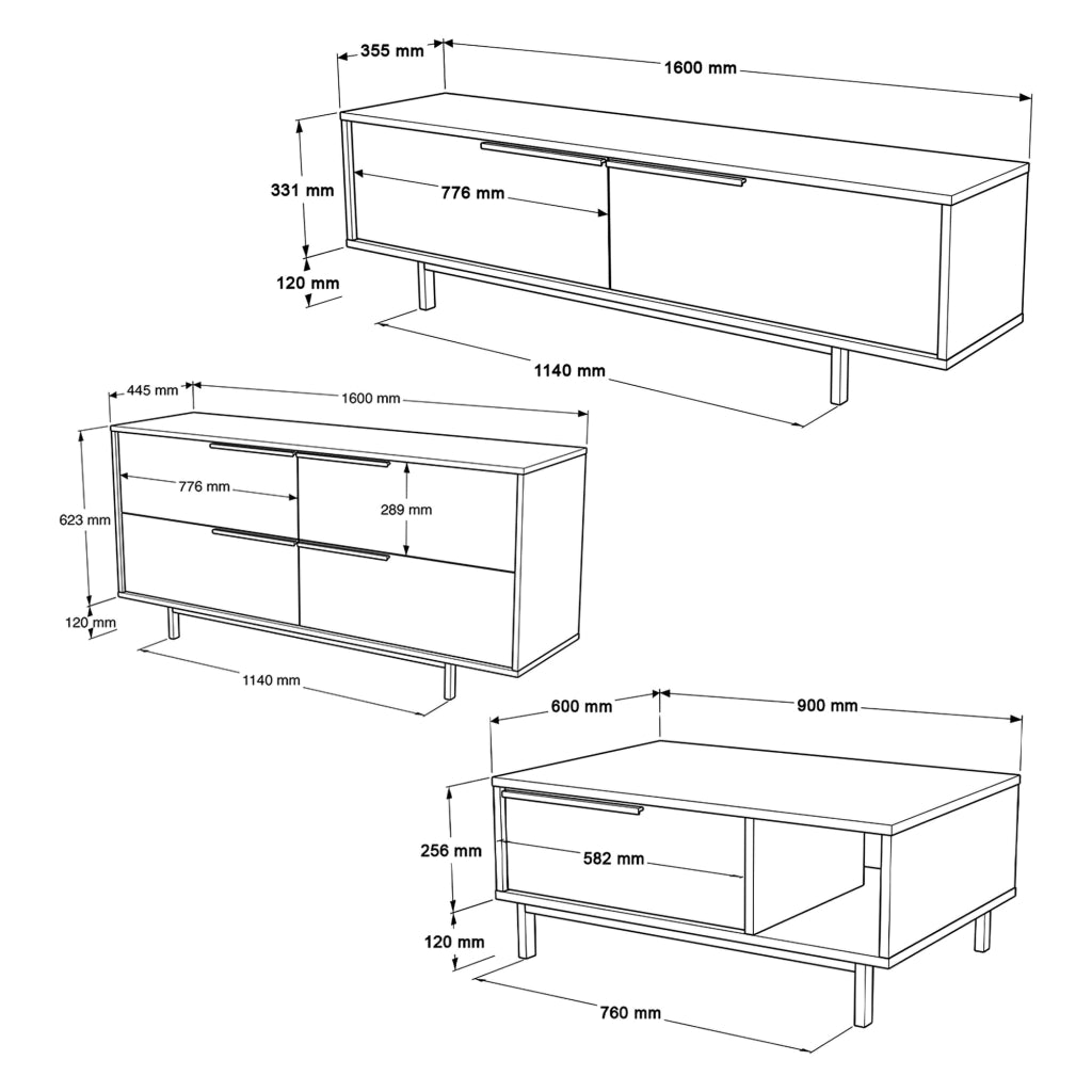Odolo, set Mobili da Soggiorno Modulabile, Beige
