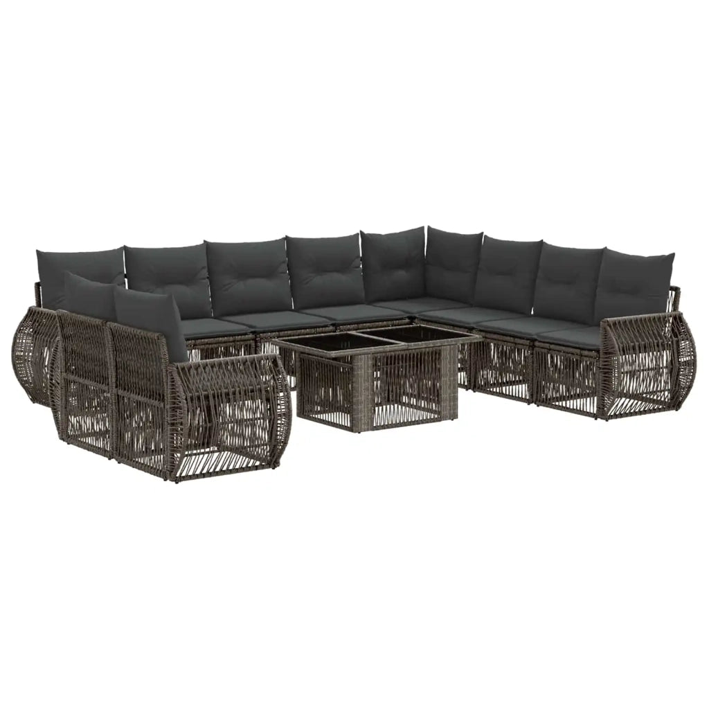Set Divano da Giardino 11 pz Grigio e Grigio Scuro polyrattan 3436967