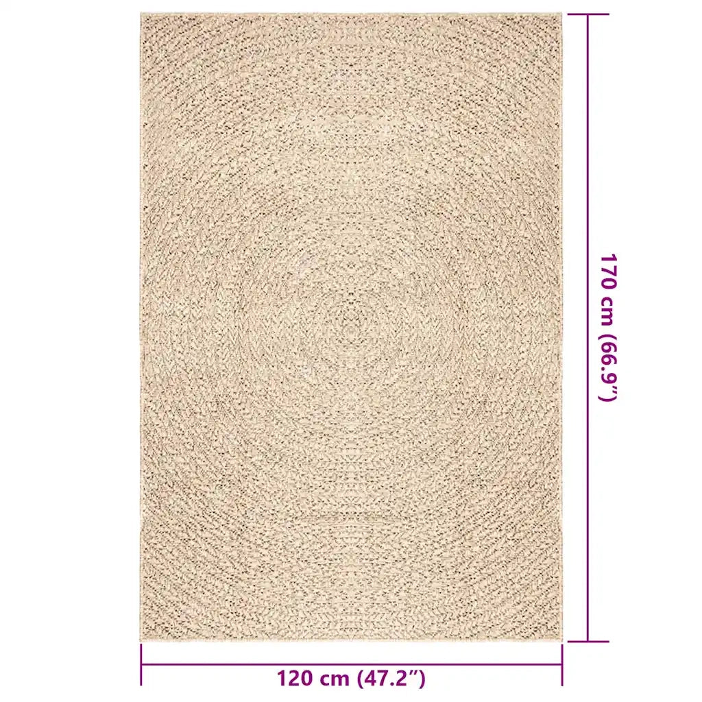Tappeto ZIZUR Beige 120x170 cm Aspetto Iuta Interni ed Esterni 4010407