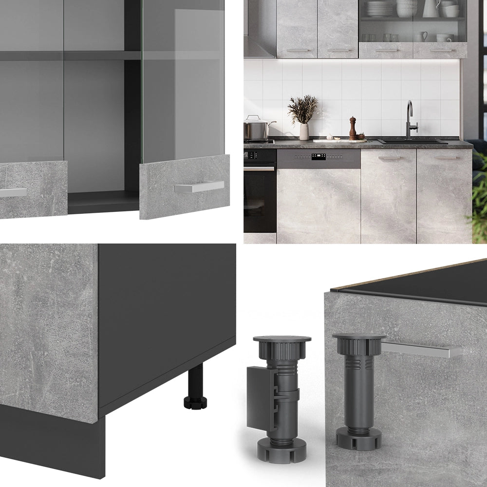 Vicco Cucina componibile Calcestruzzo/antracite 300 cm , PL Marmo