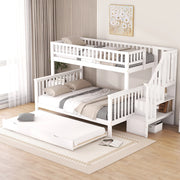 DESMIU Letto a castello 3 posti con letto estraibile, vani portaoggetti e scala, 90 × 200 e 140 × 200 cm, senza materasso