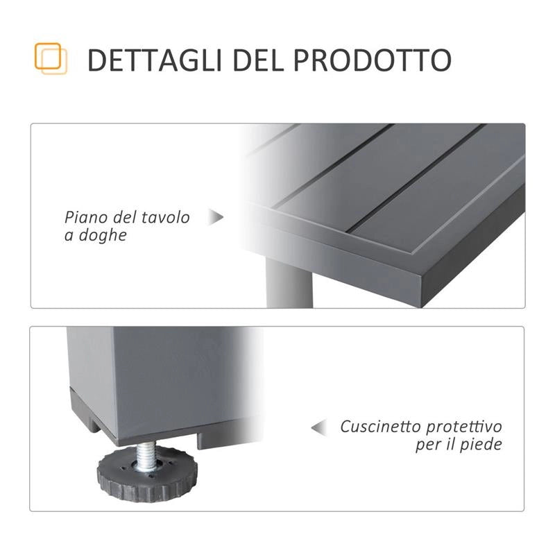 TAVOLO DA GIARDINO ALLUNGABILE CON STRUTTURA IN ALLUMINIO 135-270X90X75CM GRIGIO