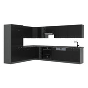 Cucina angolare completa Fame-Line Nero rigato/Antracite 347 x 60 cm, PT Antracite Vicco