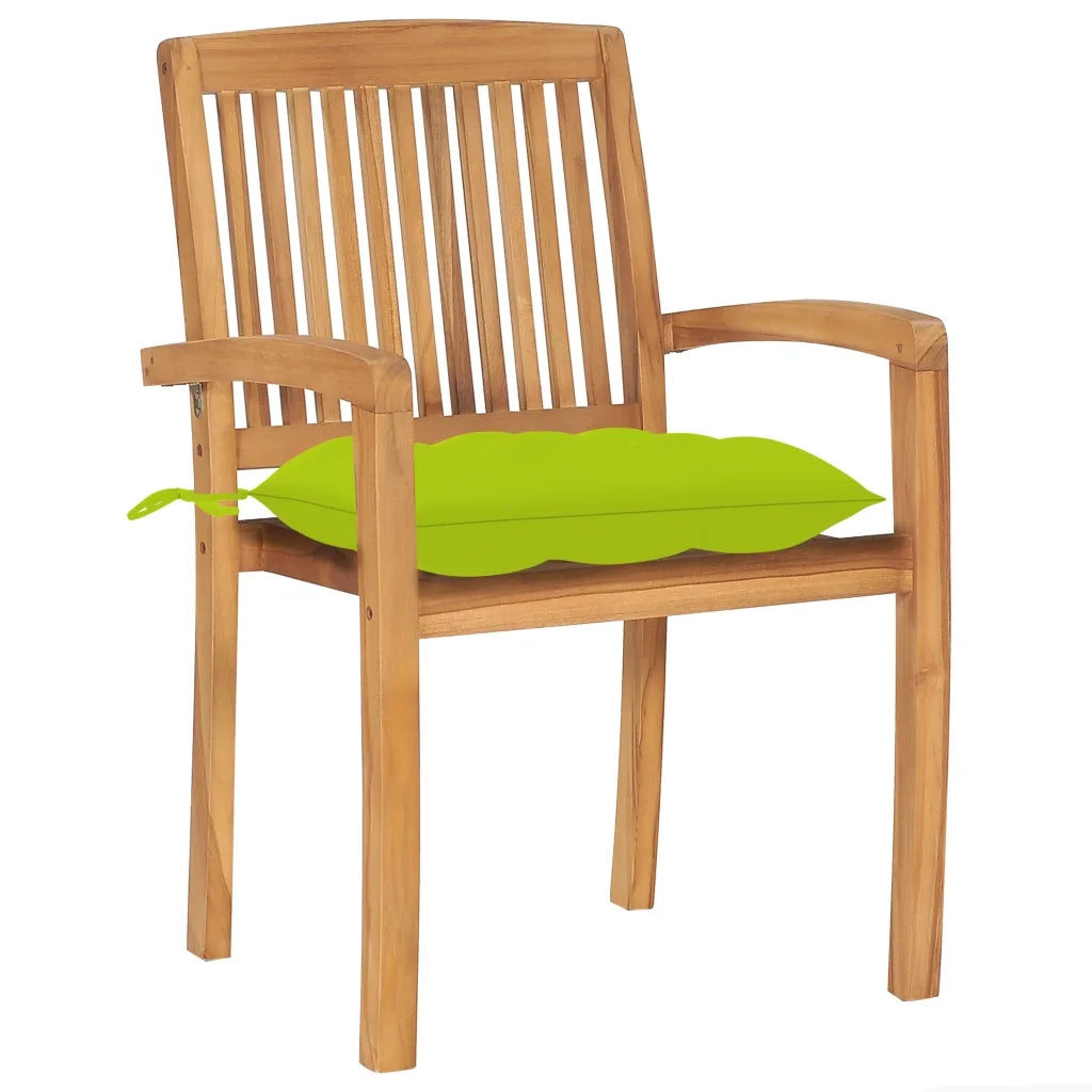 Sedie da Giardino Impilabili 8 pz con Cuscini Massello di Teak 3073290