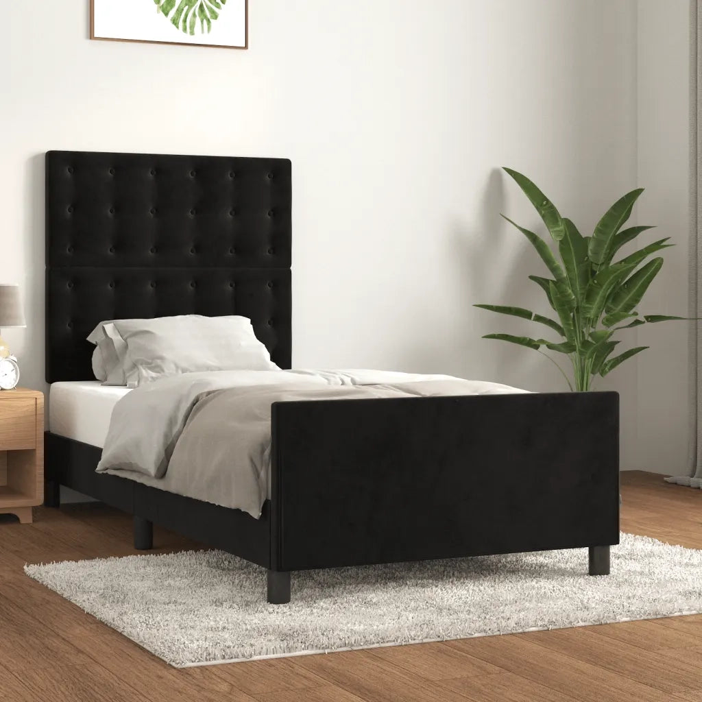 Giroletto con Testiera-Struttura Letto con testiera Nero 80x200 cm in Velluto 719626