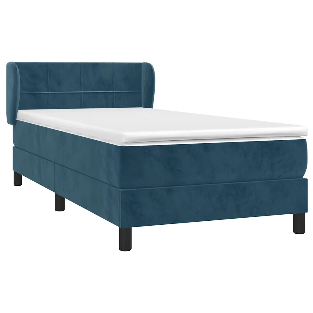 Giroletto a Molle con Materasso-Struttura Letto Blu Scuro 80x200 cm in Velluto 374438