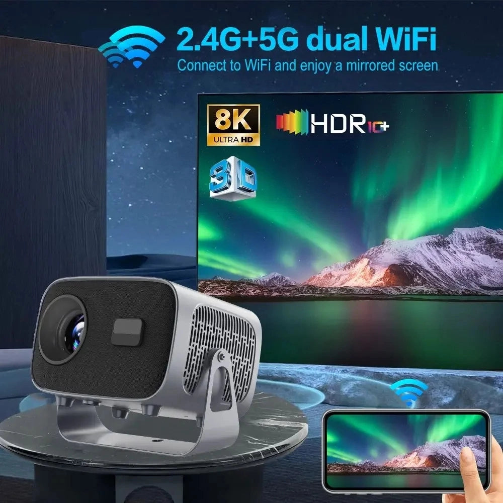 Trade Shop - Mini Proiettore Led Intelligente 4k Ultra Hd Wifi 2.4g+5g Professionale Portatile Yg500 -