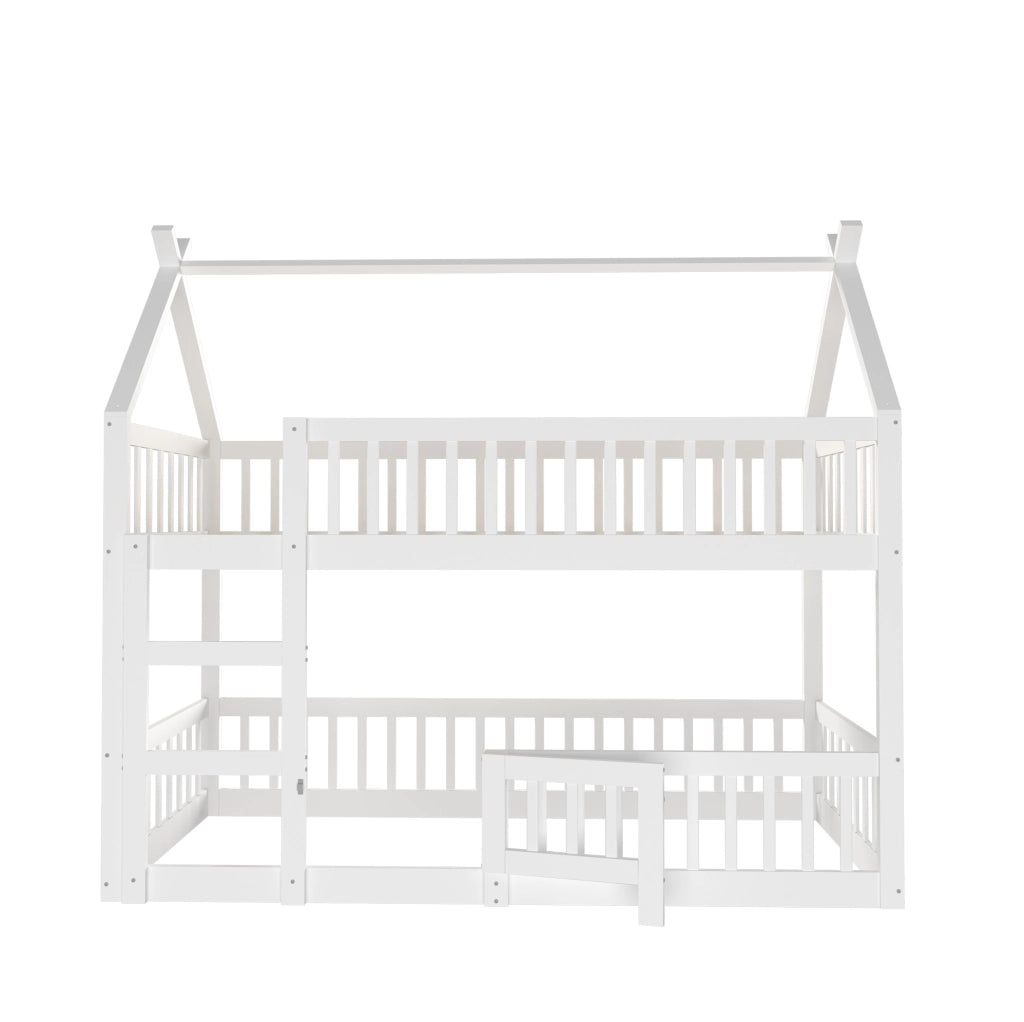 Letto a soppalco per bambini 90x200 cm con scala integrata e design multifunzionale bianco