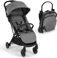 Passeggino Leggero per Bambini, Passeggino da Viaggio con Schienale Regolabile, Passeggino Portatile per Bambini con Schienale Reclinabile e Cappotta Regolabile, per Bambini 0-3 Anni (Grigio)