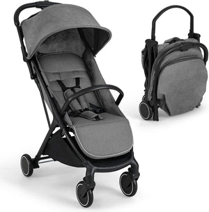 Passeggino Leggero per Bambini, Passeggino da Viaggio con Schienale Regolabile, Passeggino Portatile per Bambini con Schienale Reclinabile e Cappotta Regolabile, per Bambini 0-3 Anni (Grigio)
