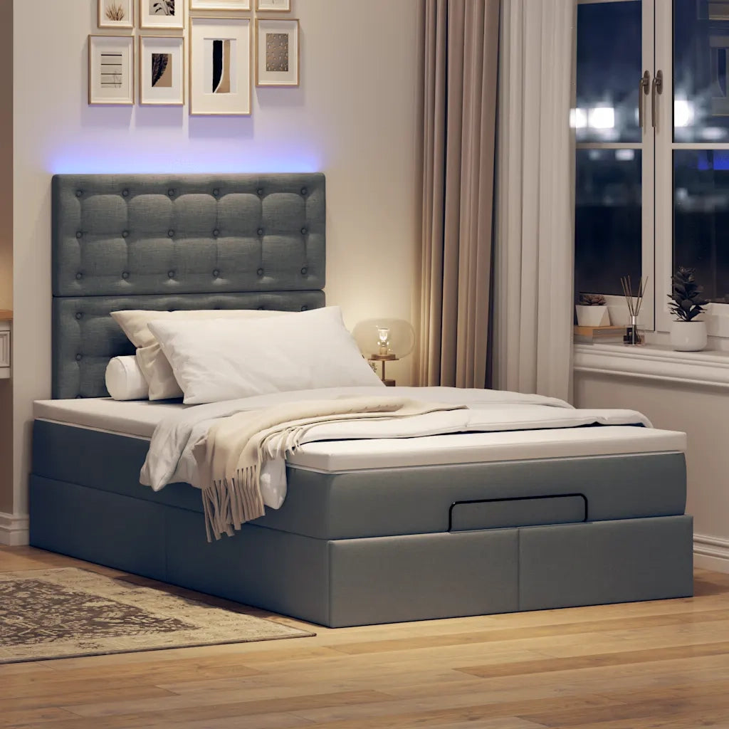 Struttura Letto Pouf con Materasso 120x200 cm in Tessuto 3314163