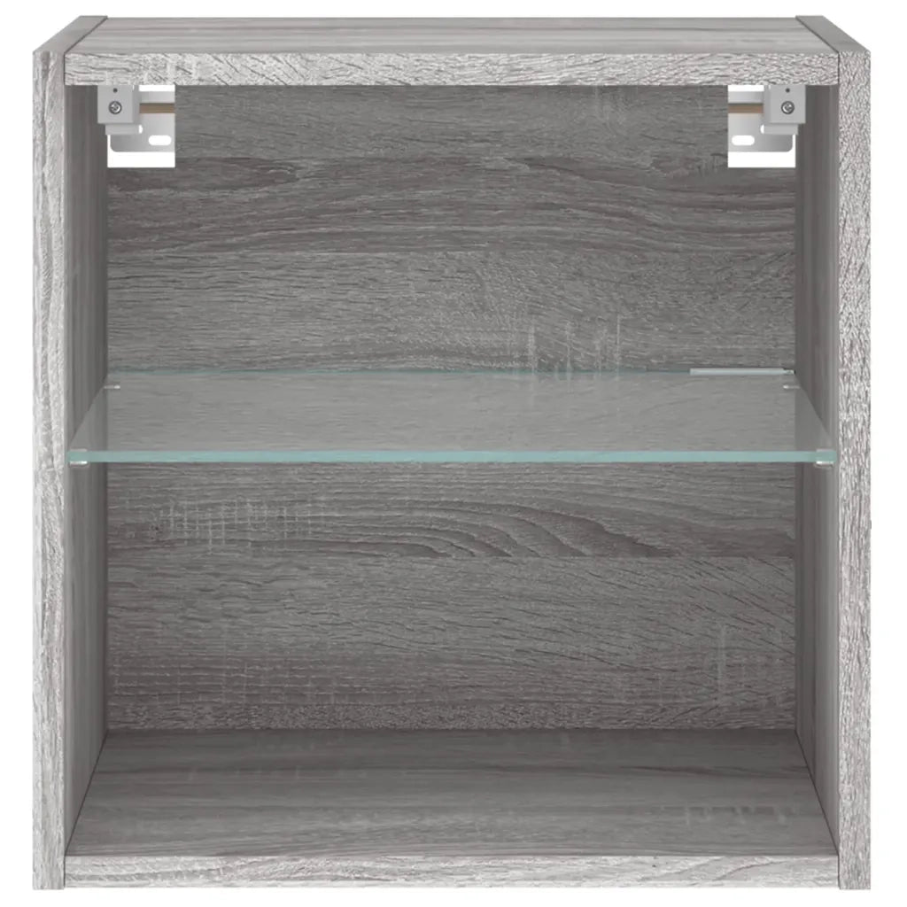 Comodino con Luci LED a Parete-Tavolino da notte Grigio Sonoma 532818