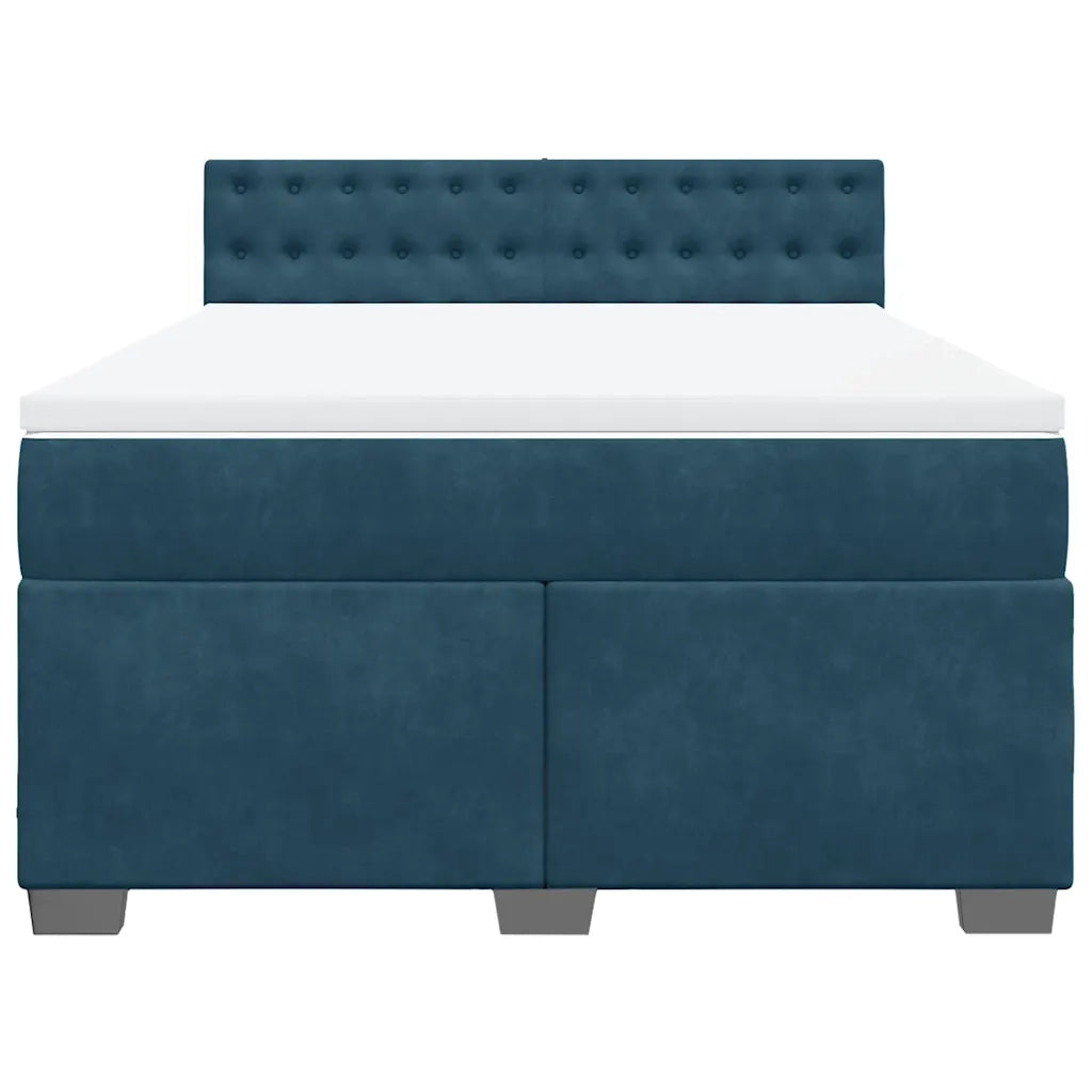 Giroletto a Molle con Materasso Blu 140x200 cm in Velluto 3288646