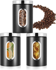 Set di conservazione per cereali zucchero muesli tè - contenitore in metallo ermetico con finestra di osservazione Contenitori di conservazione