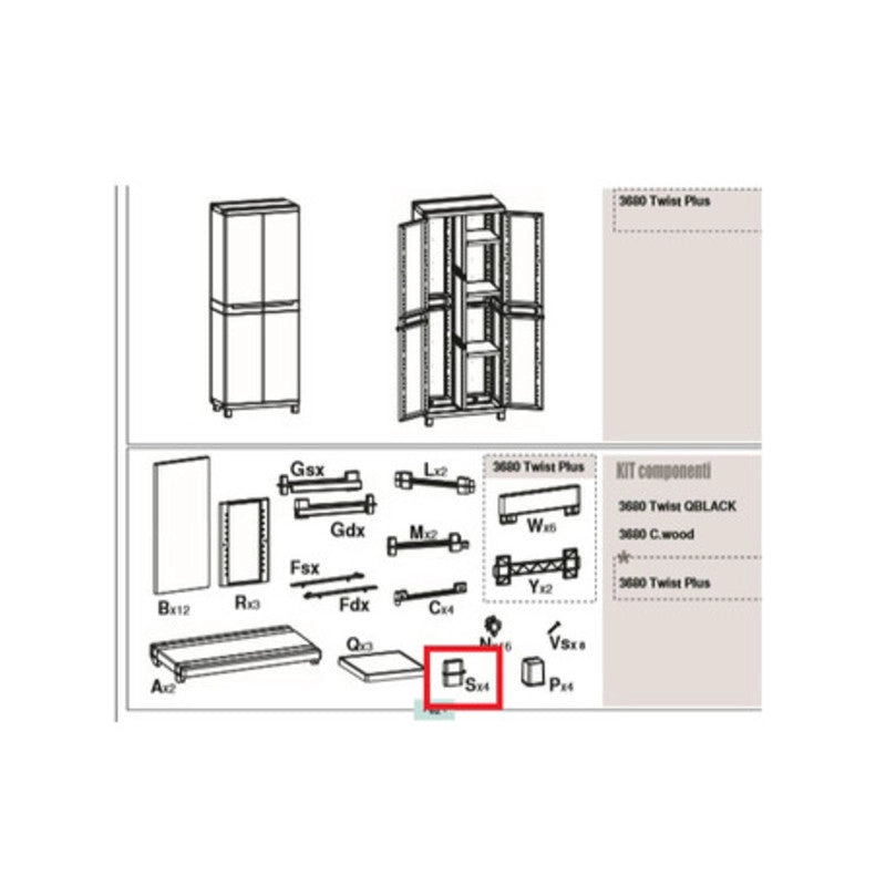 R SUPPORTO S X  ARMADIO TERRY CWOOD 2A  P/S 3680- 1,0 pz