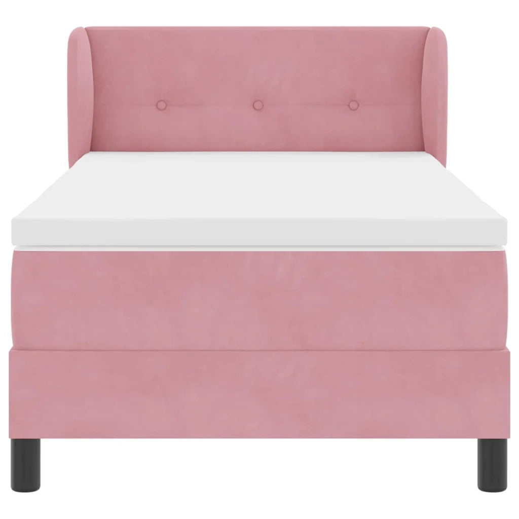 Letto a molle con materasso Rosa 80 x 200 cm Velluto 3340363