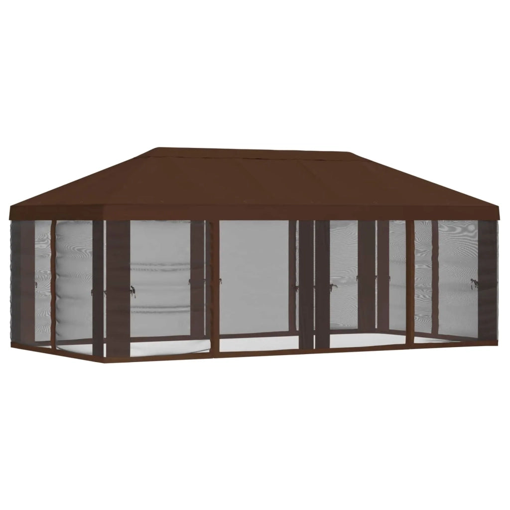 Copertura Gazebo con Pareti Laterali 6 x 3 m Marrone Poliestere 900421