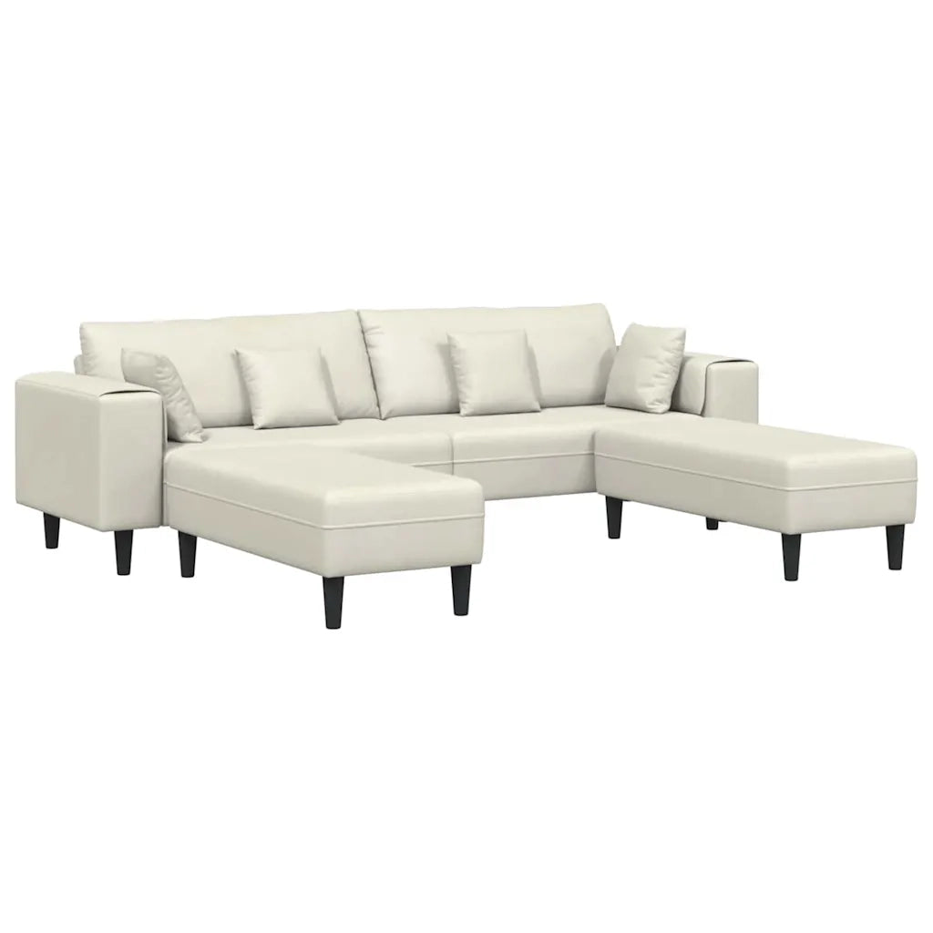 vidaXL Divano in Velluto con cuscino 3 pcs Crema 208 cm Velluto