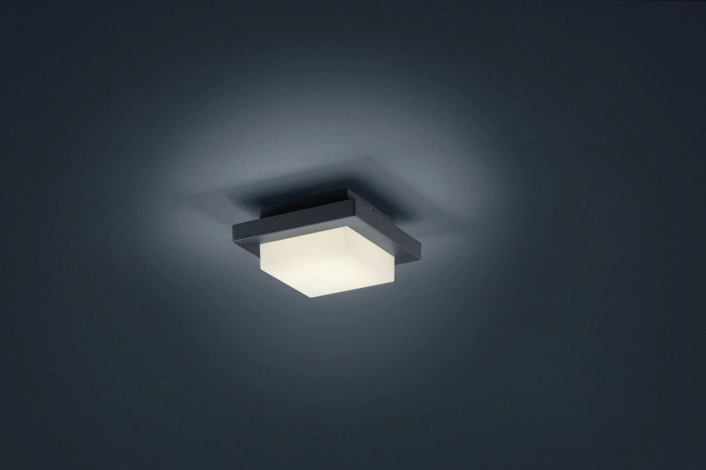 HONDO APPLIQUE / PLAFONIERA LED QUADRATA ANTRACITE CM.14X14CM 3000K-330LM-3,5W