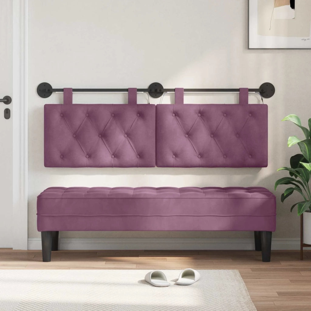 Testiera sospesa Con luce LED Viola Velluto