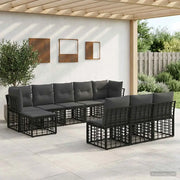 Set di divani da esterno Nero e Grigio scuro Poliestere 3437561