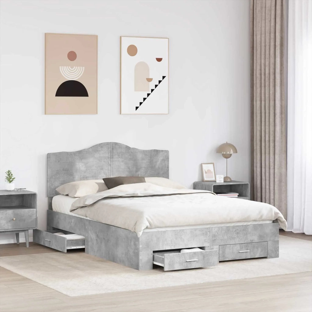 Struttura del letto con testiera Grigio cemento 140 x 190 cm