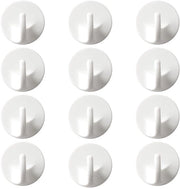 12 haken in plastica bianca, fissaggi da parete rimovibili, chiodi adesivi, appigli senza stanghetto, adatti per l'appoggio di cappelli, sciarpe e altri oggetti.