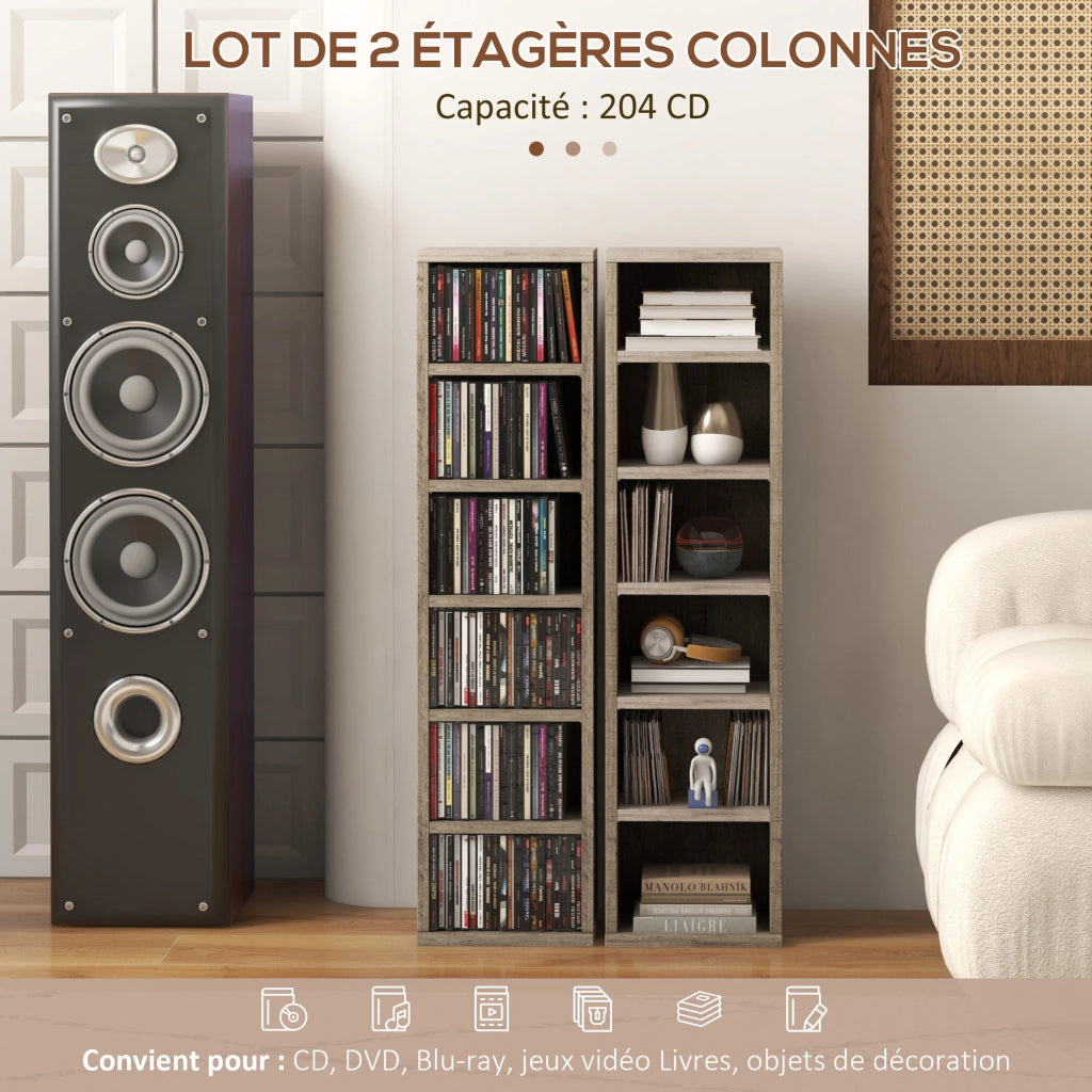 Armadio da 12 compartimenti per CD e DVD ¨C zephmum ¨C grigio scuro 21x22.5x88.5 cm