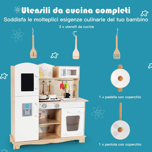 Cucina Giocattolo per Bambini, Cucina Finta Giocattolo con Suoni e Luci Realistici, Accessori Completi di Utensili da Cucina, Ideale per Bambini 3-7 Anni