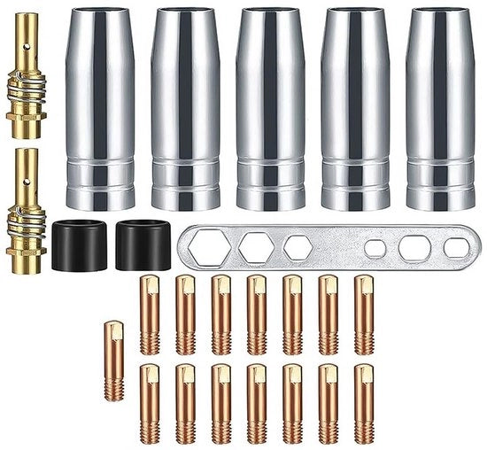 Kit di ricambi di usura 25 pezzi - Sparatori a gas - Sparatori a batteria M6 0,8 mm - Bocchetta - Isolatori - Cavo di rame di alta qualità - Filo di rame adesivo