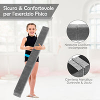 Trave Ginnastica Artistica per Casa 210/240 cm, Trave Pieghevole per Bambini con Maniglia, Base in Legno e Fondo Antiscivolo, Trave di Equilibrio da Pavimento