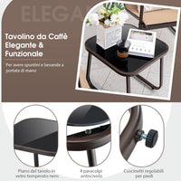 Set da Conversazione per Patio 3 Pezzi, Set di Sedie e Tavolo in Metallo e Textilene per Esterni, Piano Tavolo in Vetro Temperato, Set di Mobili per Giardino, Cortile, Bordo Piscina