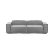 Divano fisso Argo, Divano componibile a 3 posti lineare, Made in Italy, SofÒ  moderno da soggiorno in tessuto, Cm 260x95h70, Grigio