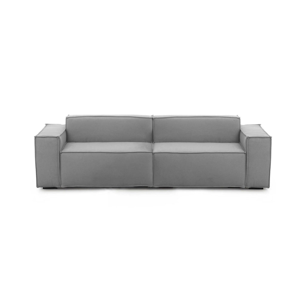 Divano fisso Argo, Divano componibile a 3 posti lineare, Made in Italy, SofÒ  moderno da soggiorno in tessuto, Cm 260x95h70, Grigio