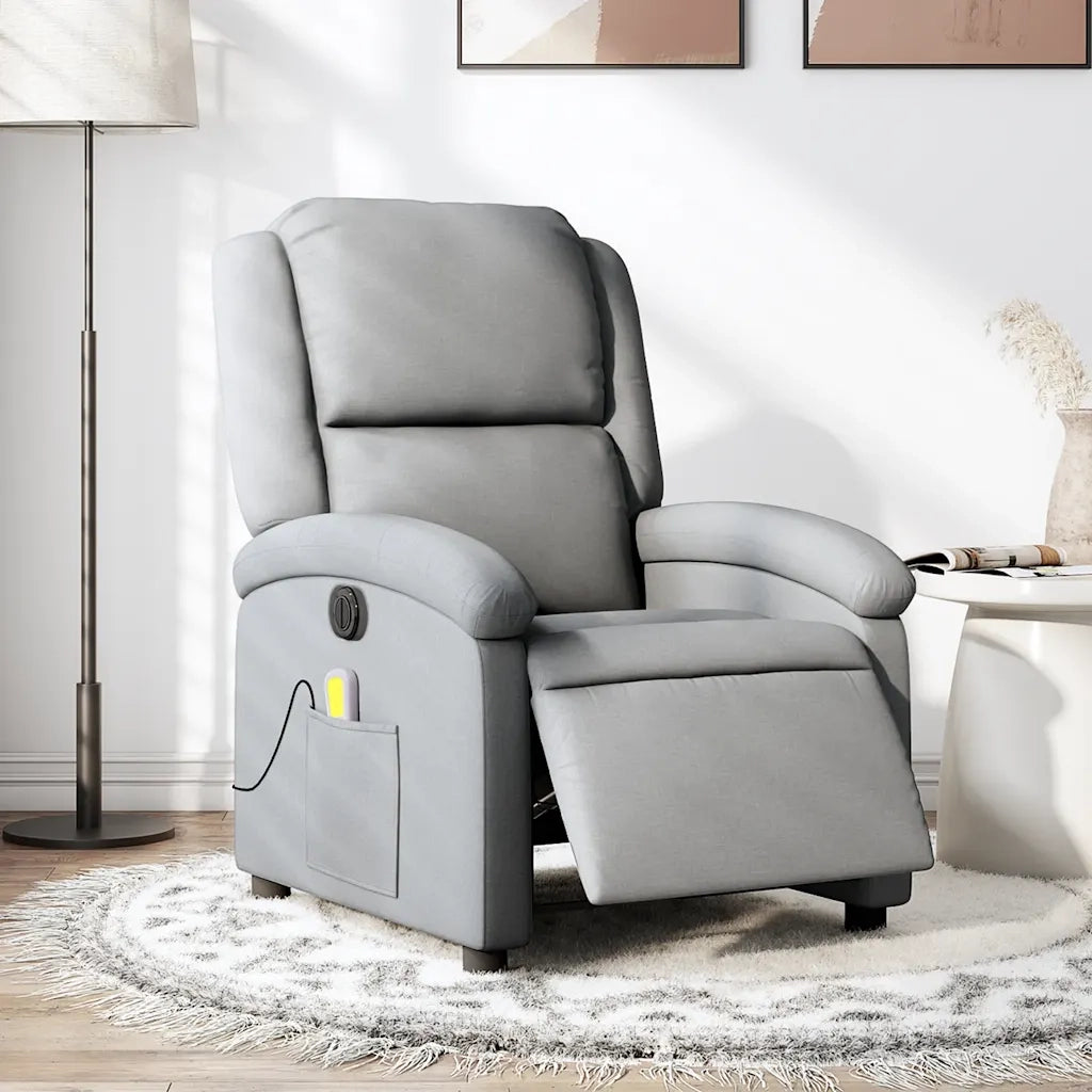 Divano Sedia-Poltrona Reclinabile Massaggio Elettrica Grigio Chiaro Tessuto 796288