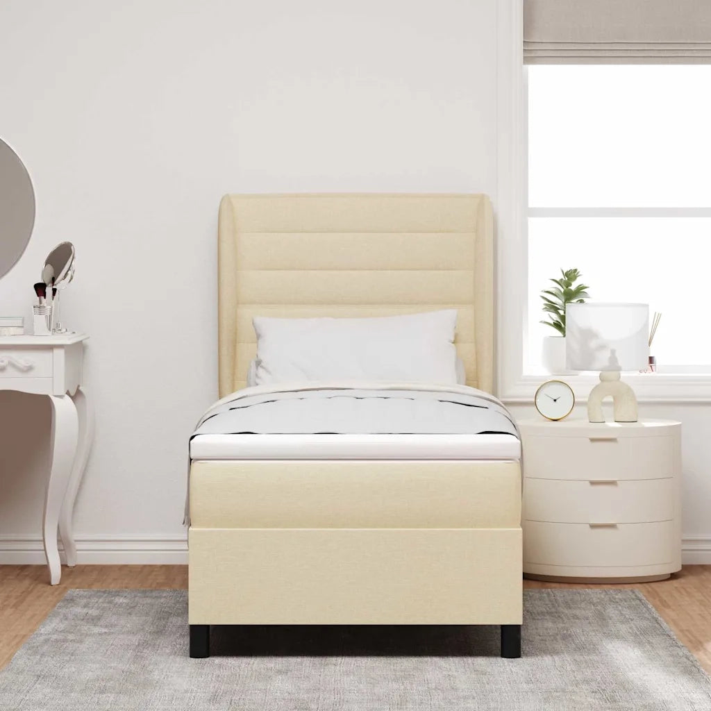Letto a molle con materasso Crema 100 x 200 cm Tessuto 3340492