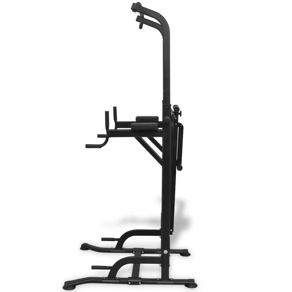 Torre per allenamento pesi con panca nera per sport e fitness (02_0000040)