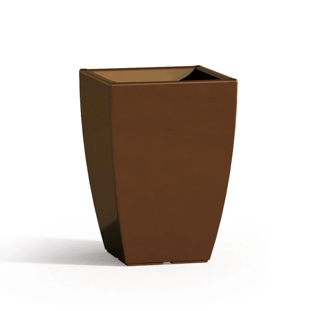 Vaso Parodia Resina Quadrato Marrone H50 33x33Cm