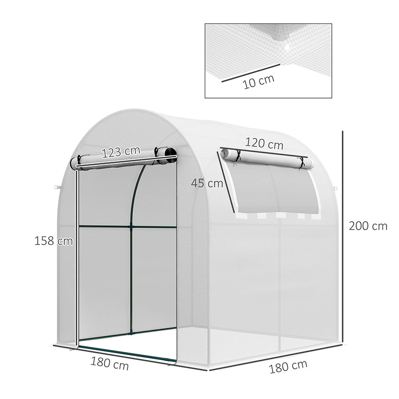 Serra da Giardino Tunnel 180x180x200 ¨C Xylo ¨C Bianco con Porta Arrotolabile e Finestra a Rete
