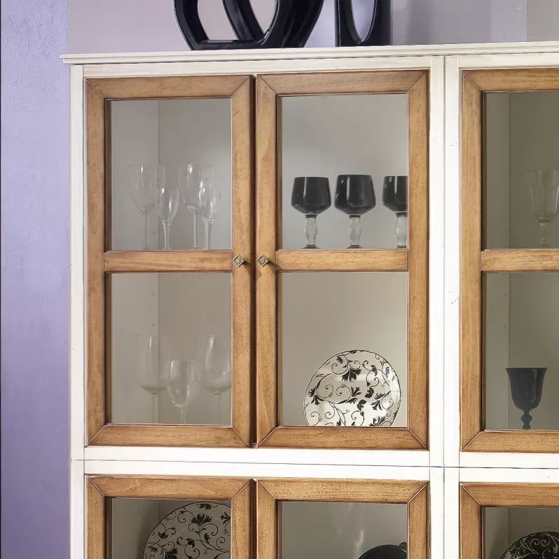 Vetrina classica 8 porte legno shabby bicolore 160x39x184 - Mobili 2G
