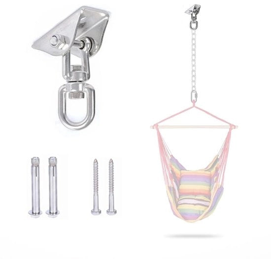 Hanger oscillante per 250kg - Acciaio inossidabile - Rotazione 360° - Resistente alle intemperie - Resistente alla corrosione - Incluso: viti di fissaggio - Beugolo per lettini