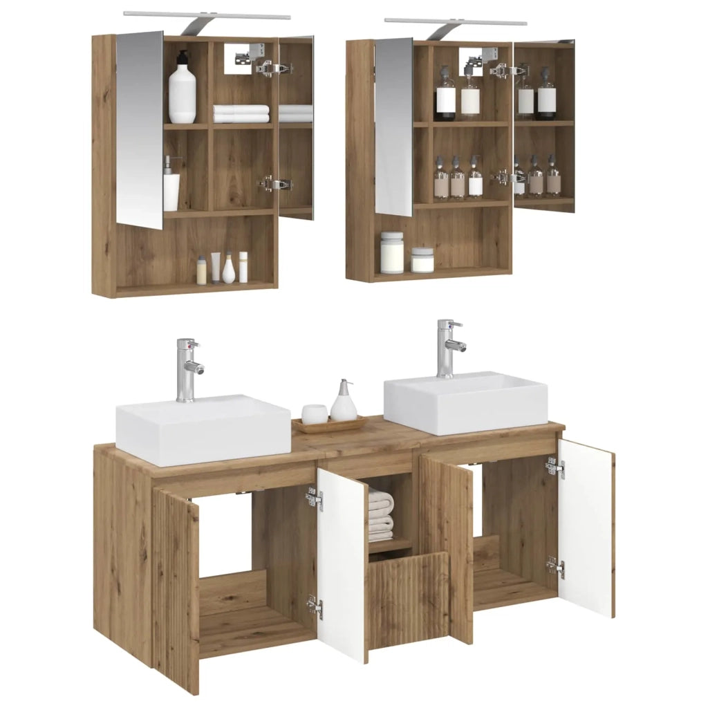 Set di Armadi da Bagno 5 pcs Rovere Artigianale 3406406