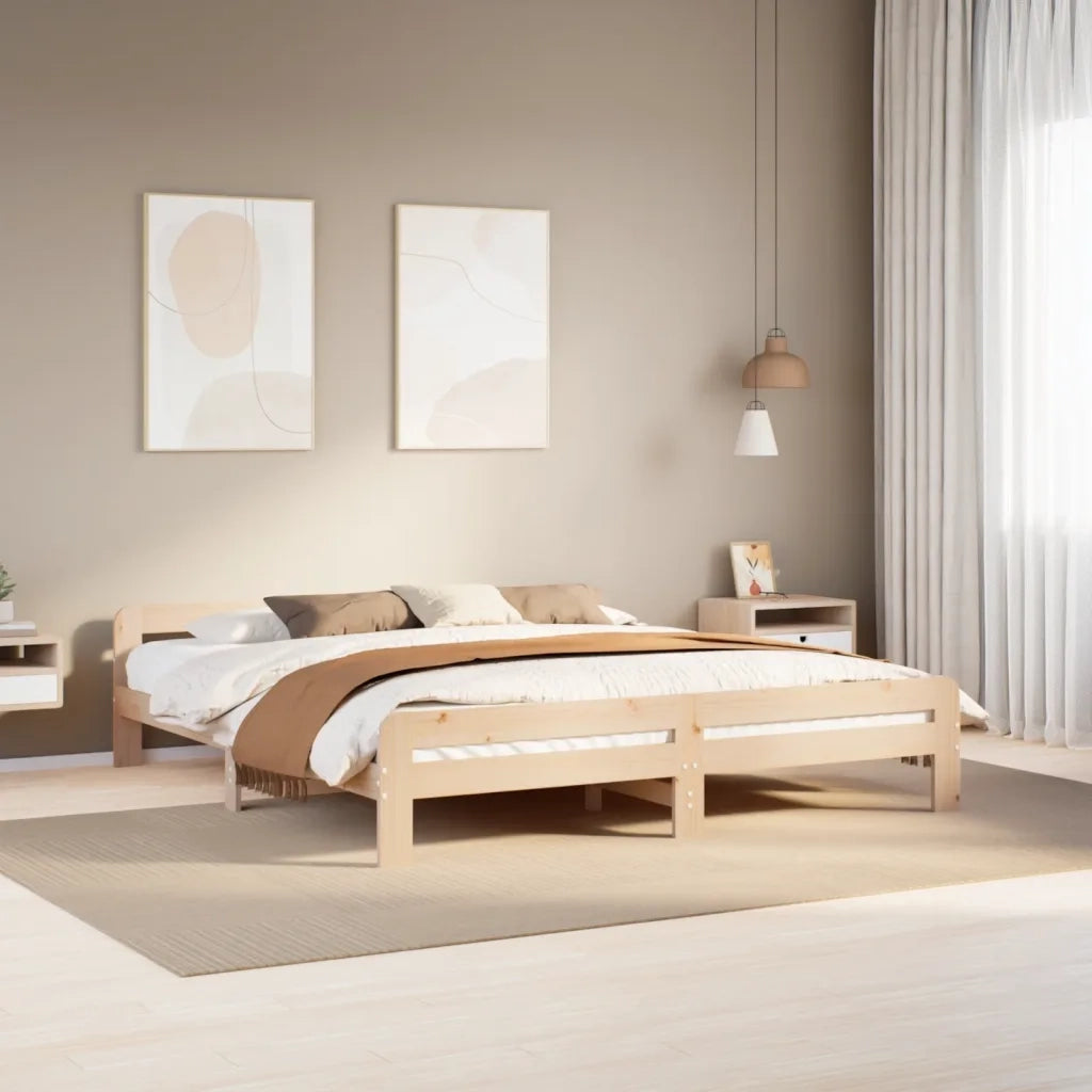 Letto senza Materasso-Struttura Letto 200x200 cm in Legno Massello di Pino 542395