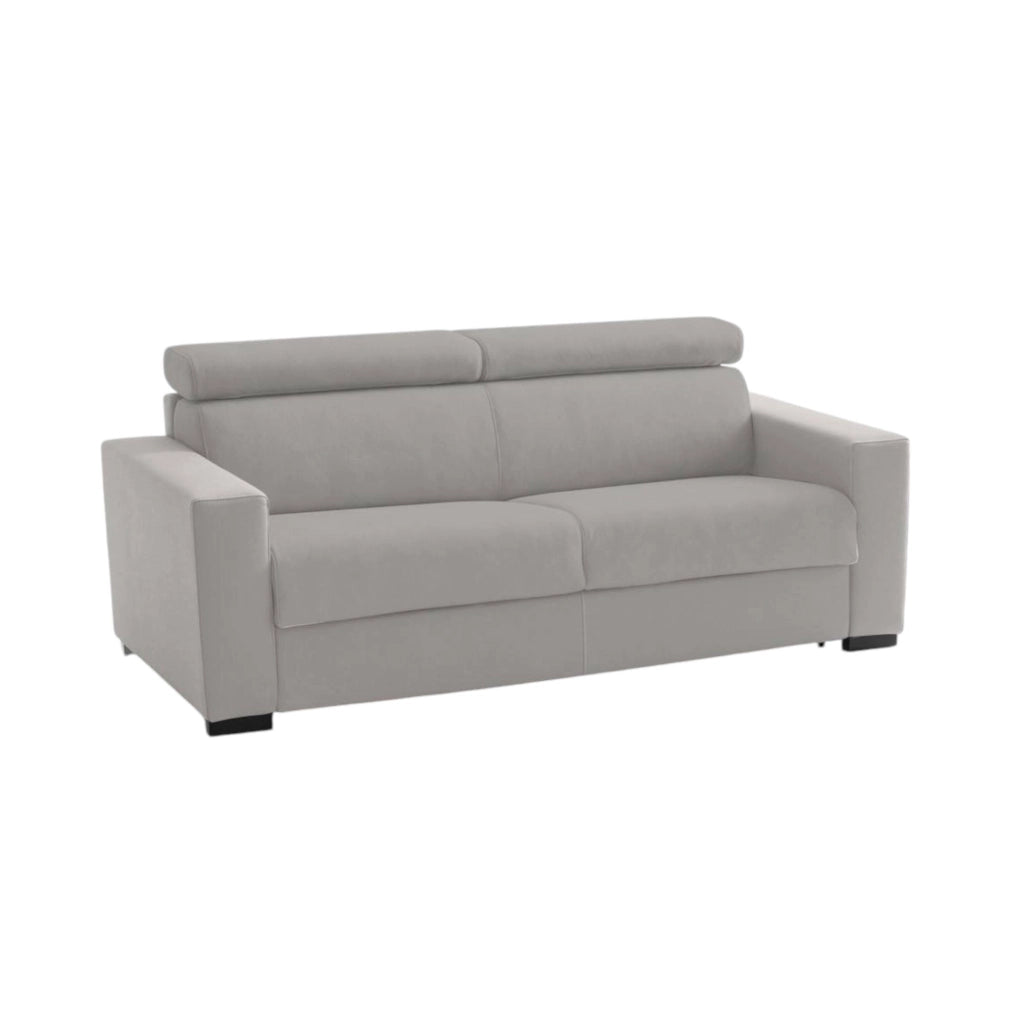Divano fisso Nukualofa, Divano a 2 posti, Made in Italy, SofÒ  Soggiorno, in tessuto imbottito, con poggiatesta regolabili e Braccioli slim, cm 180x95h85, Grigio