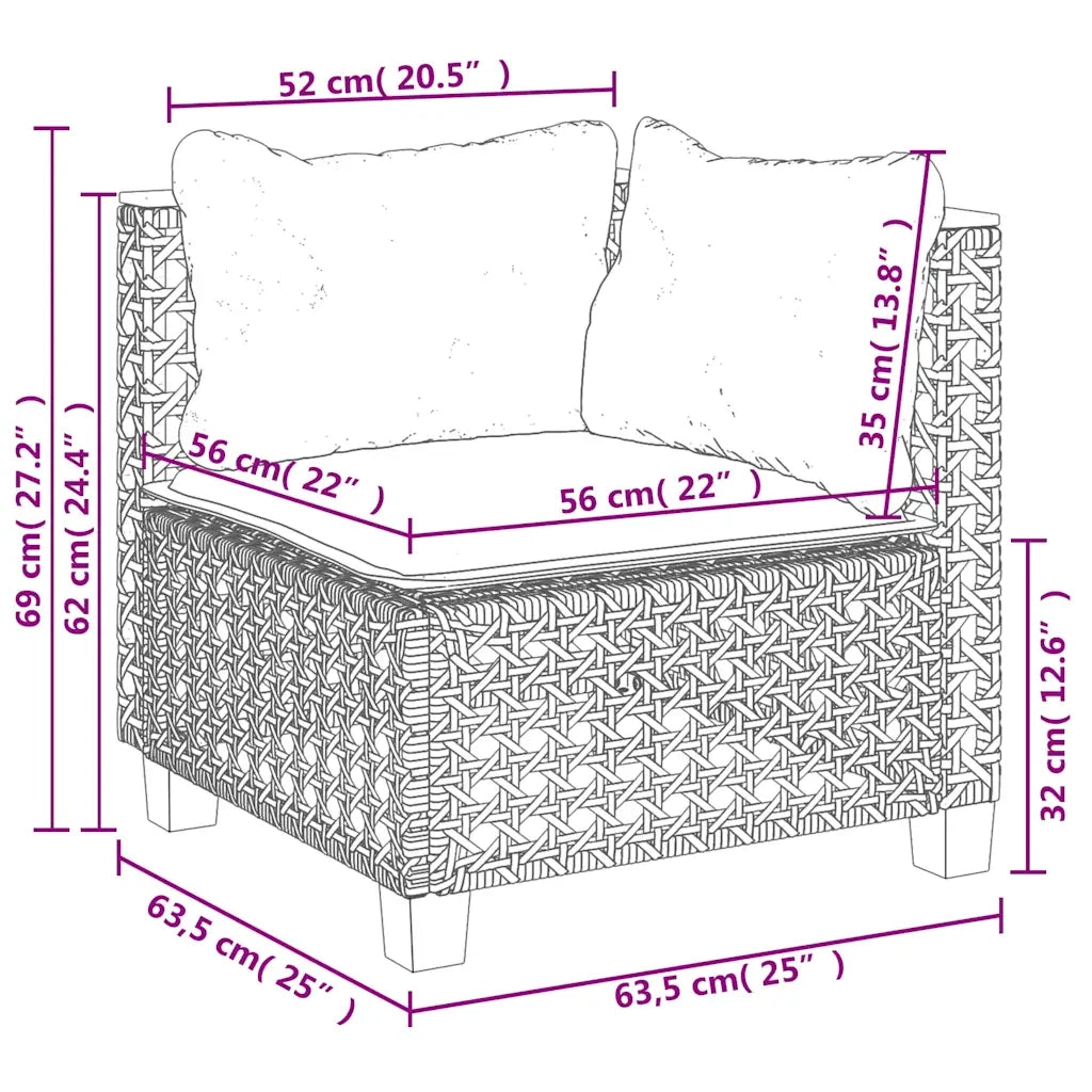 Set Divano da Giardino 4 pz con Cuscini Beige in Polyrattan