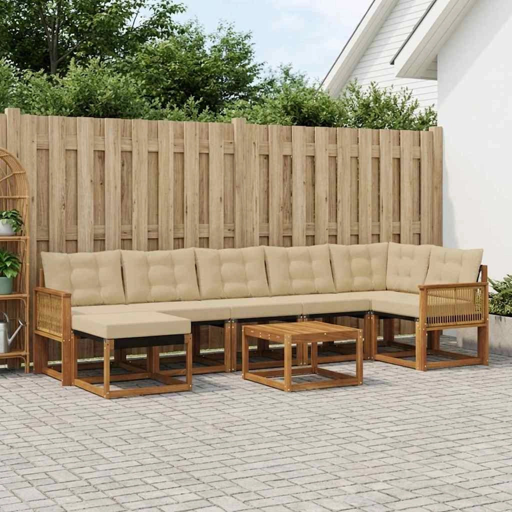 Set di divani da esterno 8 pz Naturale e Beige 3382117