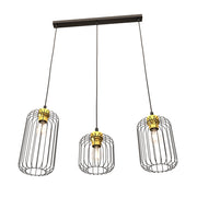 Sospensione Minimal Industrial Donar 3 Luci Lineari Nera E Oro