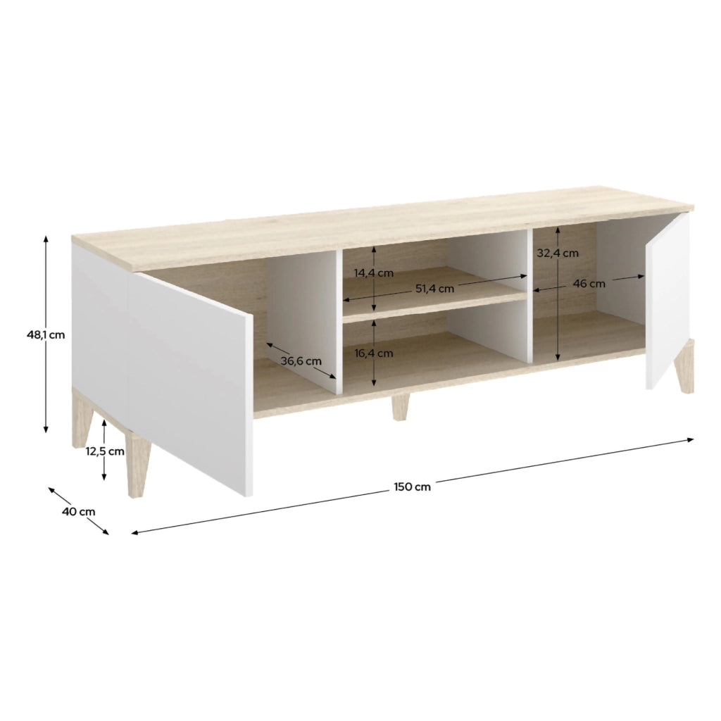 Altus, Mobile Porta tv 5 Ripiani, 40x150x48h cm Bianco